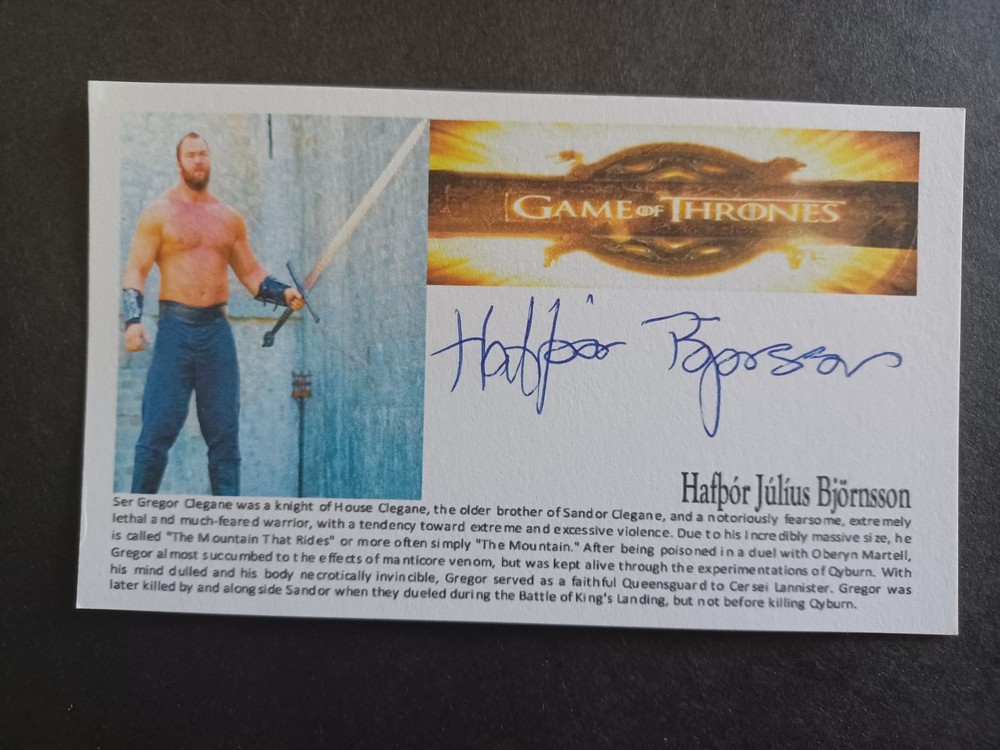 Hafthor Julius Bjornsson Signed Index Card - Game of Thrones