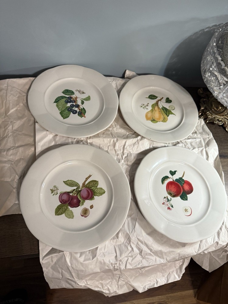 Vintage Gibson Botanical Fruit Plates (Set Of 4) Cottagecore Dessert Salad China