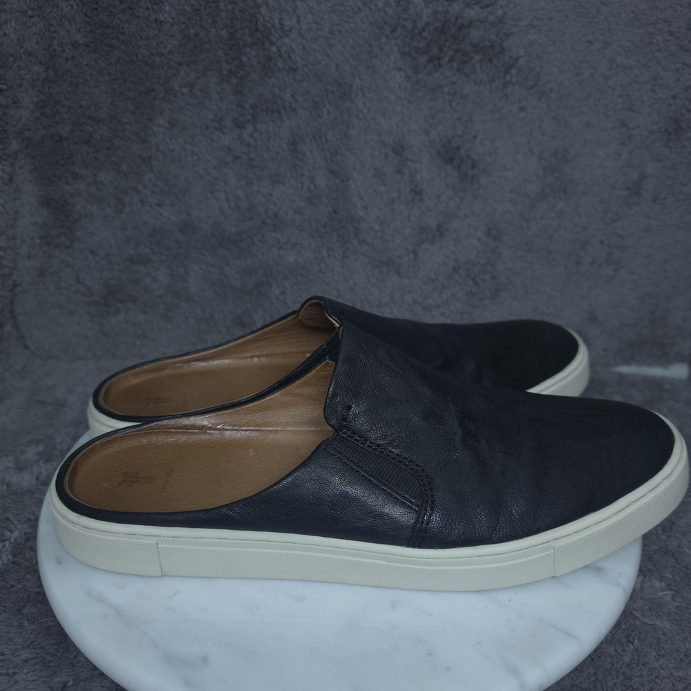 Frye Shoes Mens Size 10 Black Leather Slip On Mule Sneakers Casual 3479171-BLK