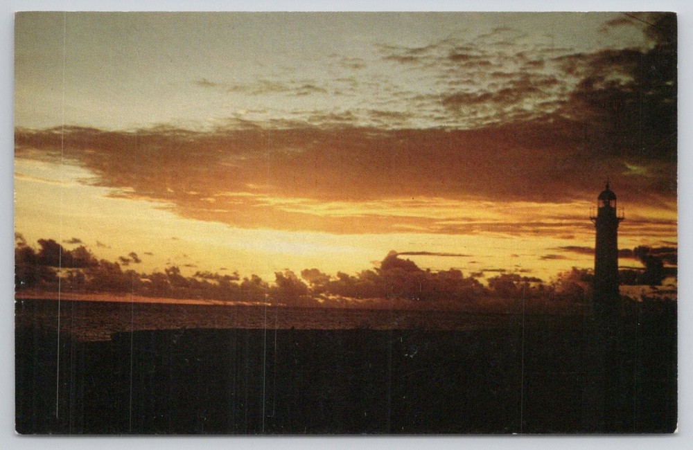 Vintage Postcard Guantanamo Bay Cuba Gitmo Lighthouse Sunset J. B. Scott