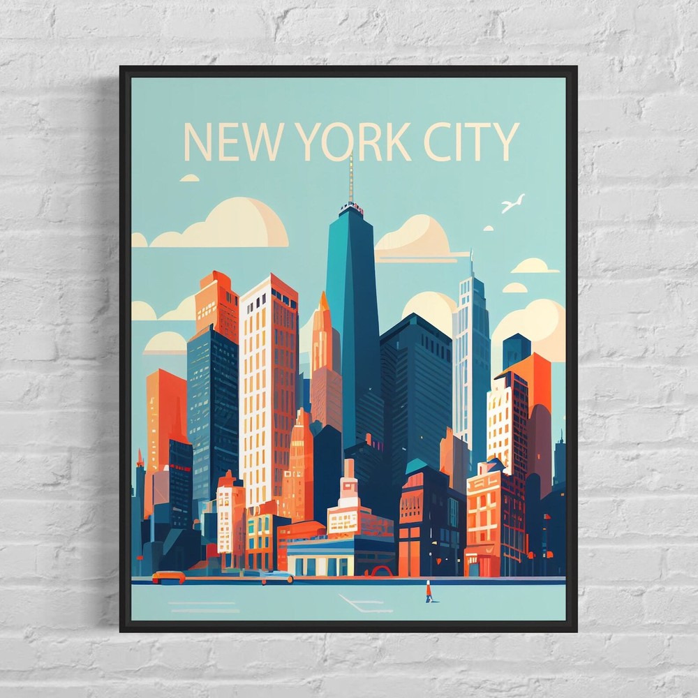 New York City Retro Art Print New York City Wall Art Illustration New York City