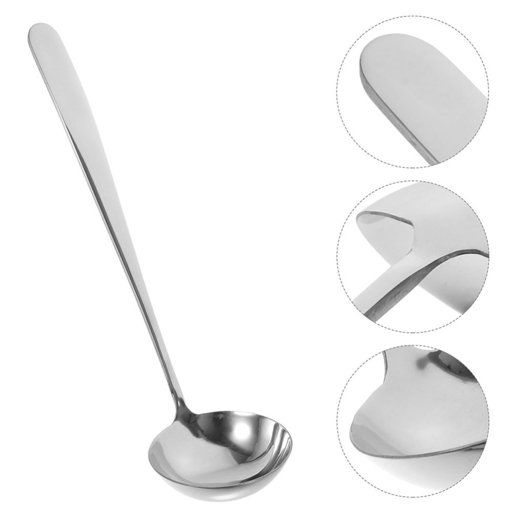 Stainless Steel Large Soup Ladle Kitchen Gadget Multi-use Food Spoon With Long