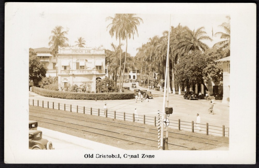 PANAMA Cristobal 1930s Canal Zone Street View. Real Photo Postcard