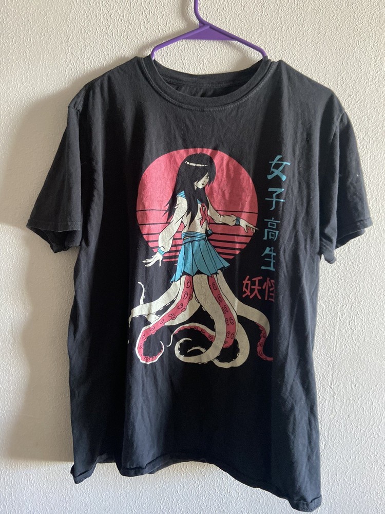 Black Matter Hot Topic Horror Yokai Octopus Anime Manga Girl T-Shirt Size Large