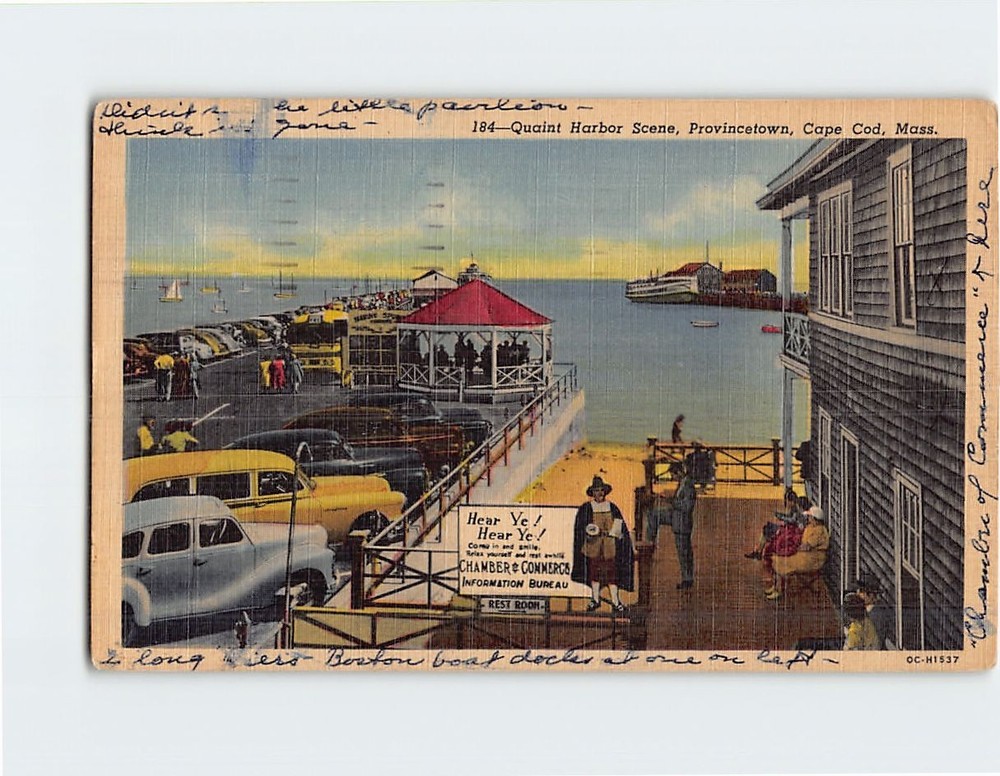 Postcard Quaint Harbor Scene Provincetown Cape Cod Massachusetts USA