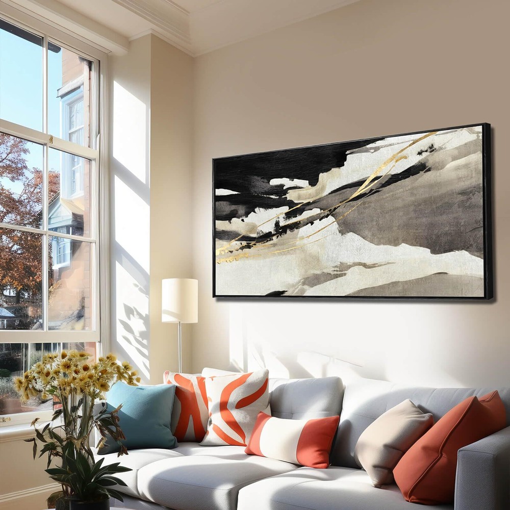 Canvas Art Wall Black and White Abstract Painting for Living Room Bedroom Off...