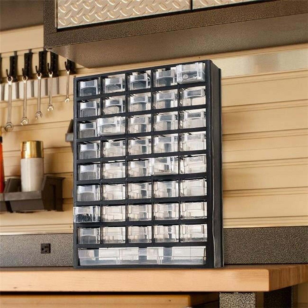 41-Compartment Garage Storage Stool with Plastic Drawers & Small Bins Organizer