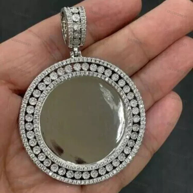 2Ct Lab Diamond Round Cut Memorial Pendant in 14K White Gold Plated Chain