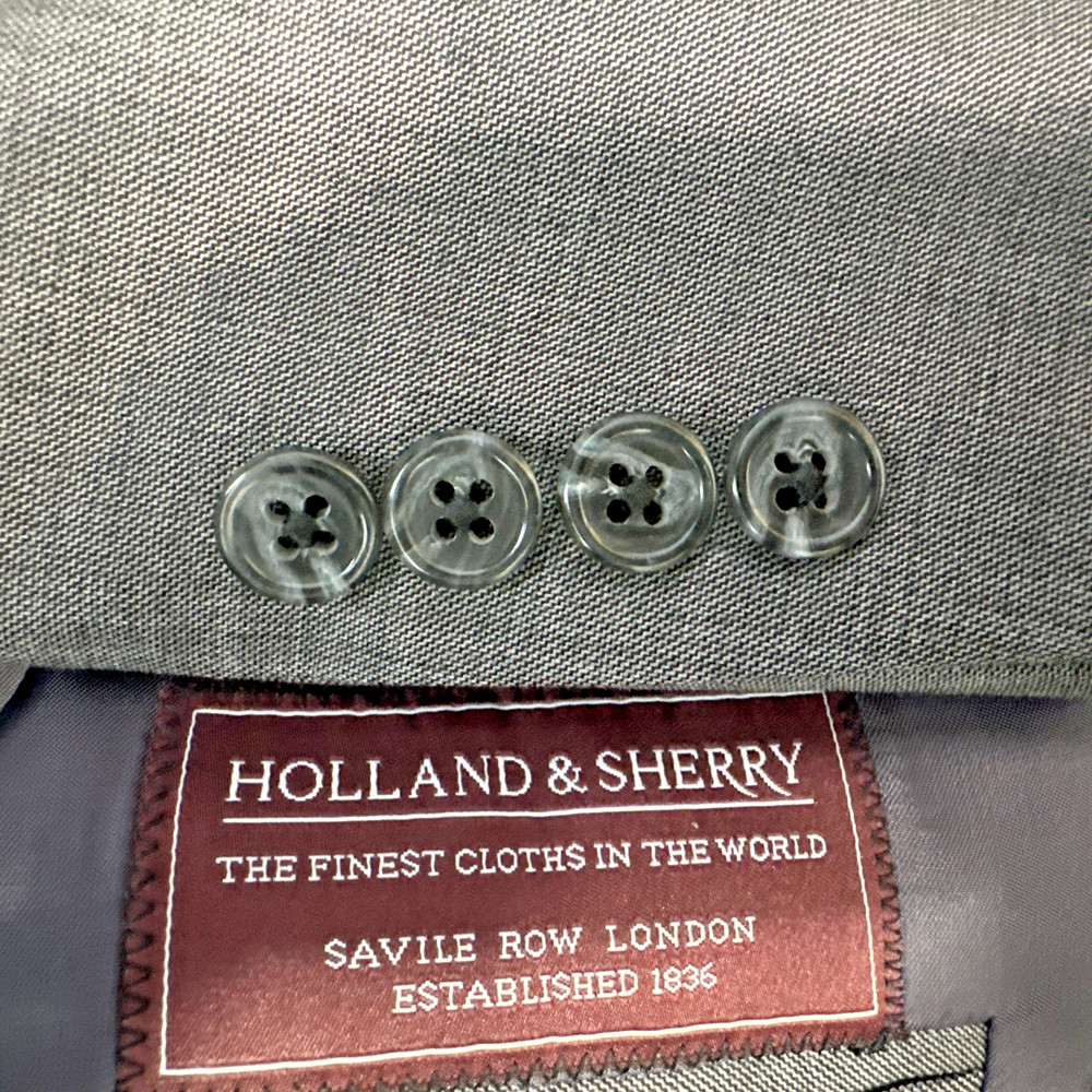Bespoke Holland & Sherry Suit Jacket 44L Gray  Wool Blazer