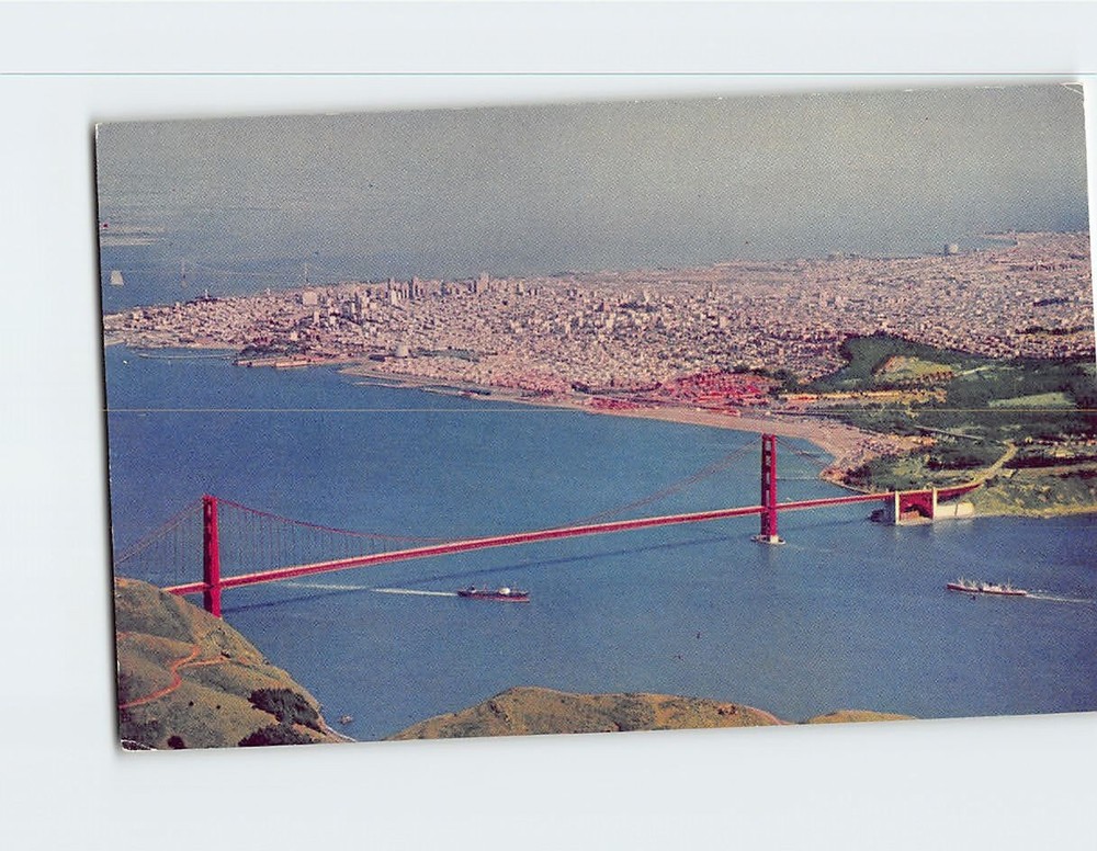 Postcard Aerial View Golden Gate Bridge San Francisco California USA