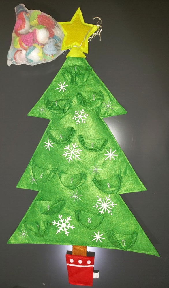 NEW 32 INCH CHRISTMAS TREE COUNTDOWN POCKETS COLORFUL BIRDS FUN FOR KIDS!