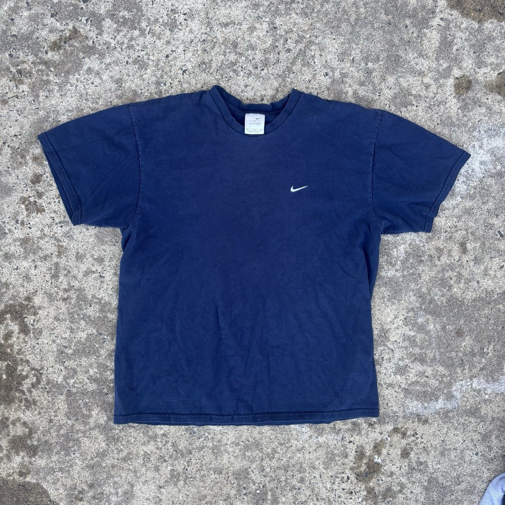 Vintage Nike T-Shirt Mens XL Navy Blue Faded Thrashed Distressed Y2K