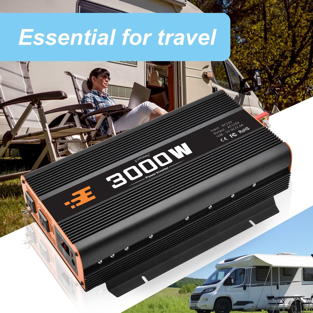 3000 watt car Power Inverter with Remote Controller, 12v dc to 110v ac converter