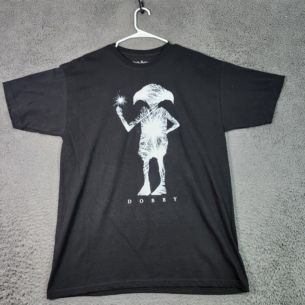 Harry Potter Dobby Shirt Mens Large Black House Elf Wand Movie Graphic Tee