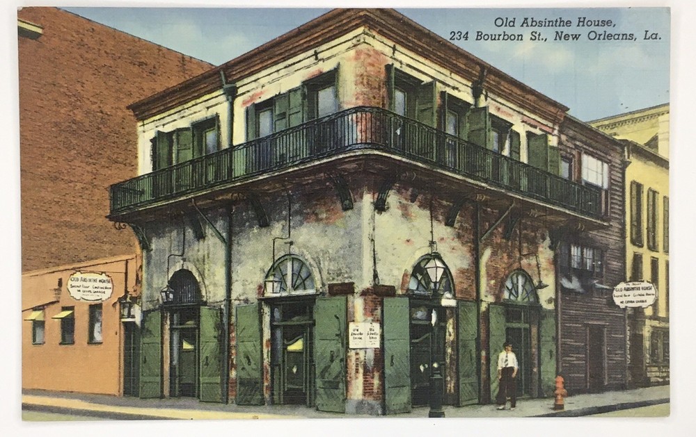 New Orleans LA-Louisiana, Old Absinthe House Postcard 234 Bourbon St.-image