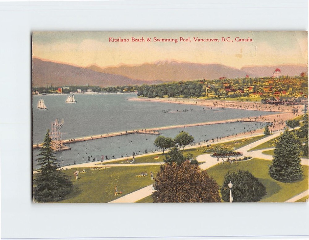 Postcard Kitsilano Beach & Swimming Pool Vancouver BC Canada