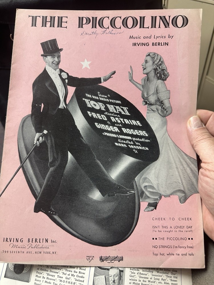 M FRED ASTAIRE Movie Musical Sheet Music TOP HAT ‘THE PICCOLINO’