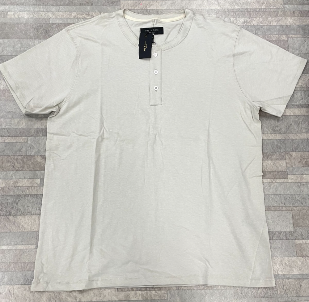 NWT $128 Rag&Bone Classic Slub Jersey Short Sleeve Henley In Luna Rock Size: XXL