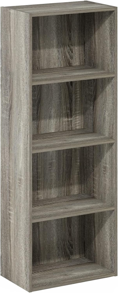 Luder 4-Tier French Oak Bookcase with Storage Shelves