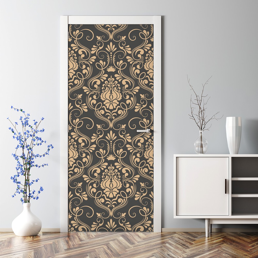 Classic luxury vintage self-adhesive golden grey door decal