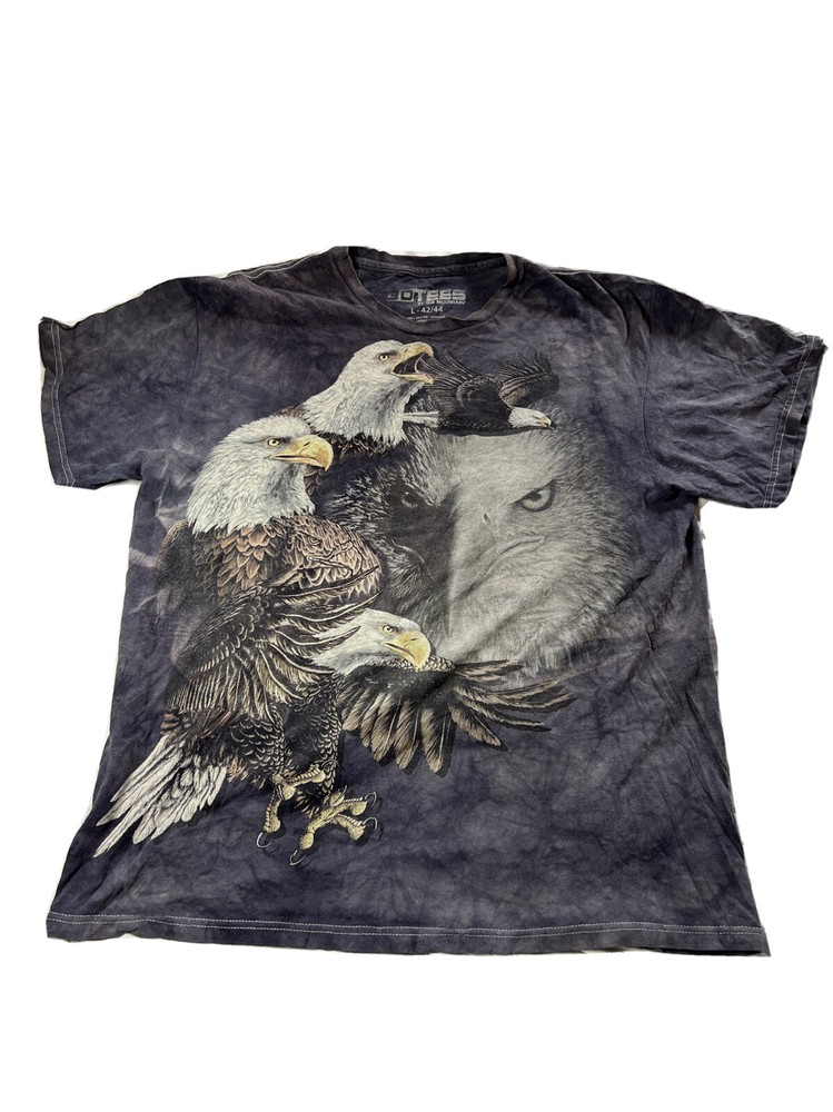 The Mountain T-Shirt Mens Size Large American Bald Eagle 3D Tees Blue