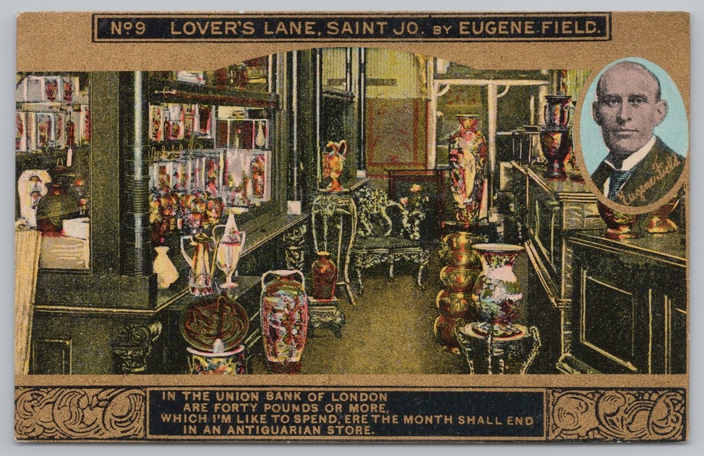 Greetings~Shop At Lovers Lane & Poem~Vintage Postcard