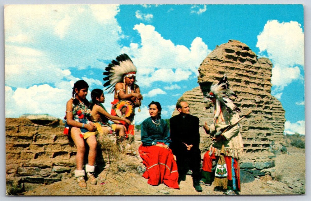 Native Americana~Indians Of The Great Southwest @ Ancient Ruins~PM 1967~Postcard