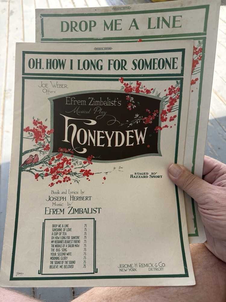 C 2-pack Efrem Zimbalest 1920 Stage Musical Sheet Music HONEYDEW