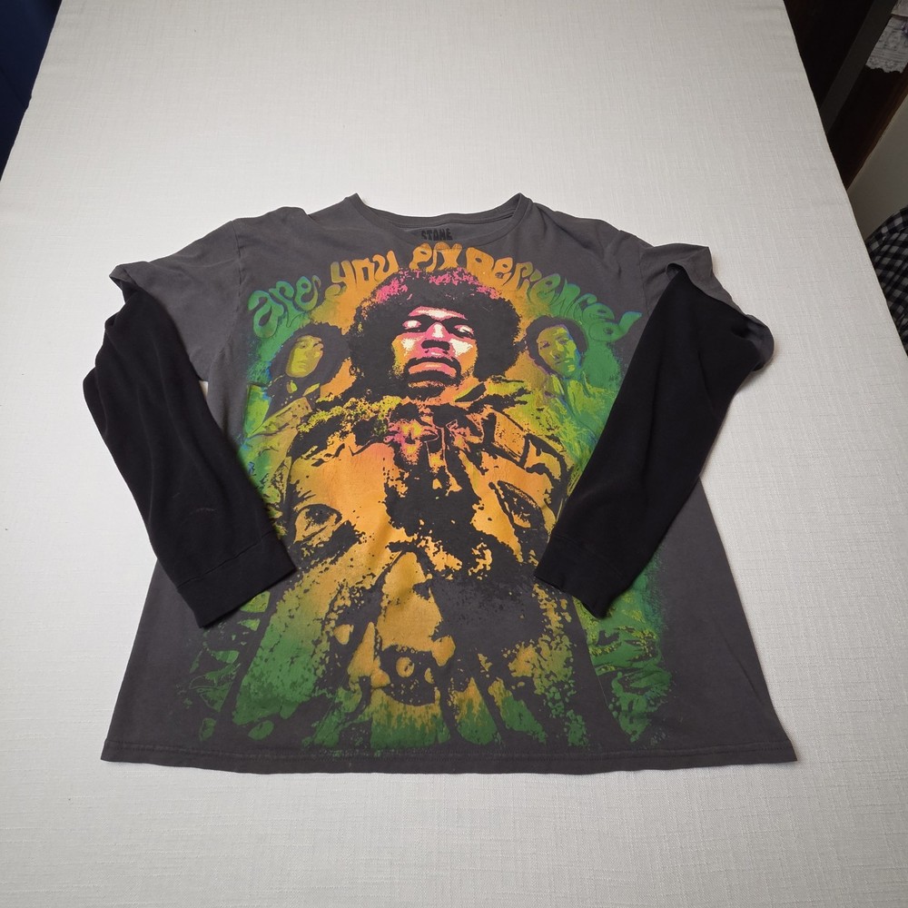 Retro Jimi Hendrix Stone Free Long Sleeved T-shirt Are You Experienced Size XL