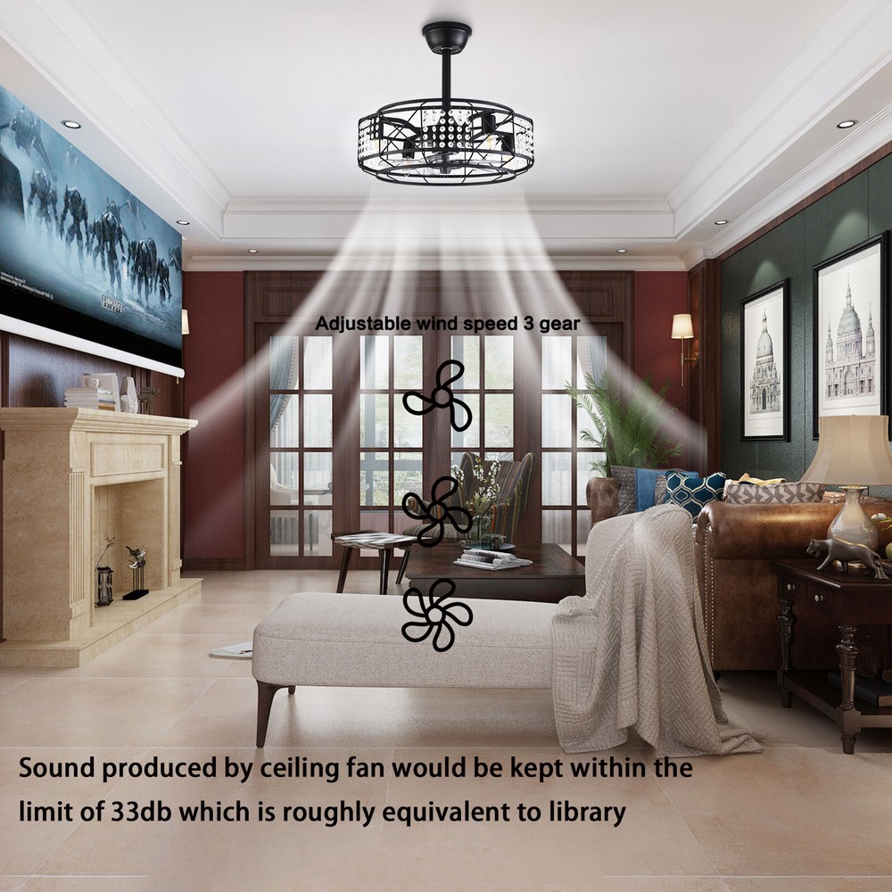 20-inch Remote Control Fandelier Chandelier with 3 Speeds