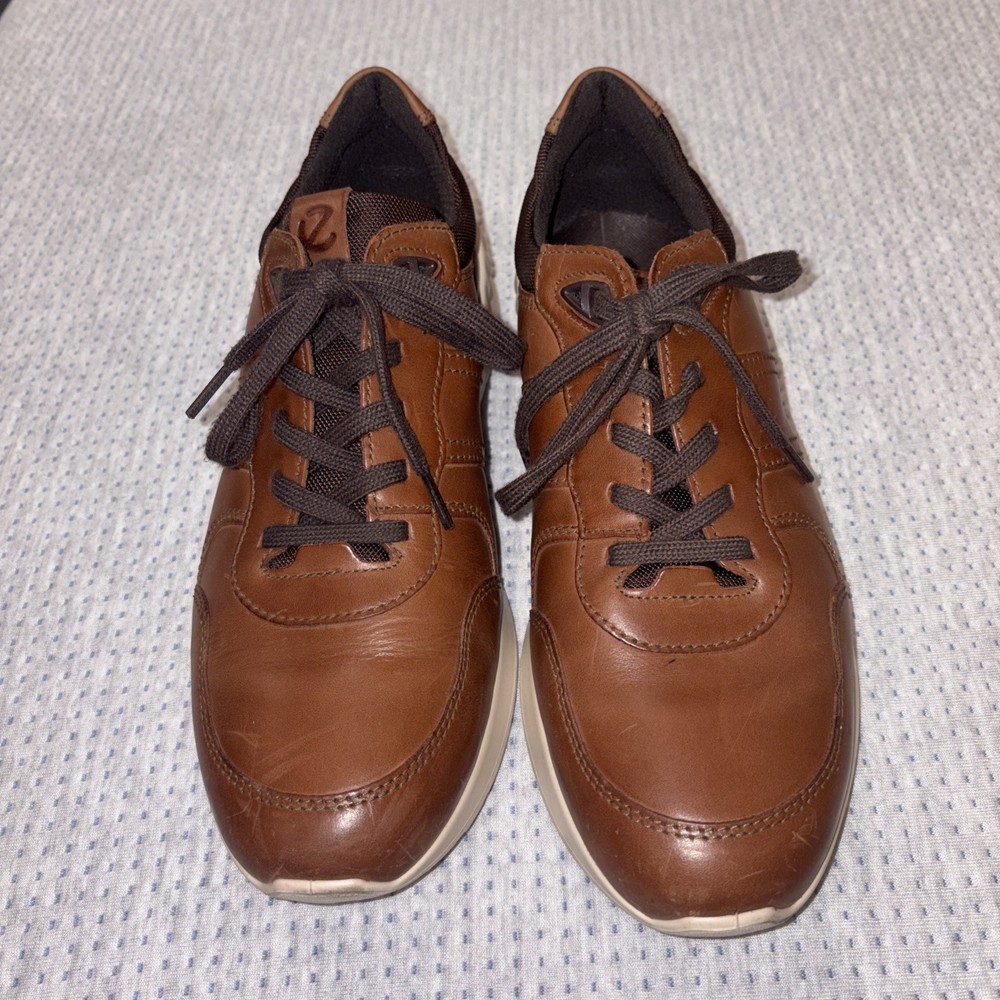 Ecco Soft 7 Leather Men Sneaker Cognac Brown mens US Size 10, EU 44,