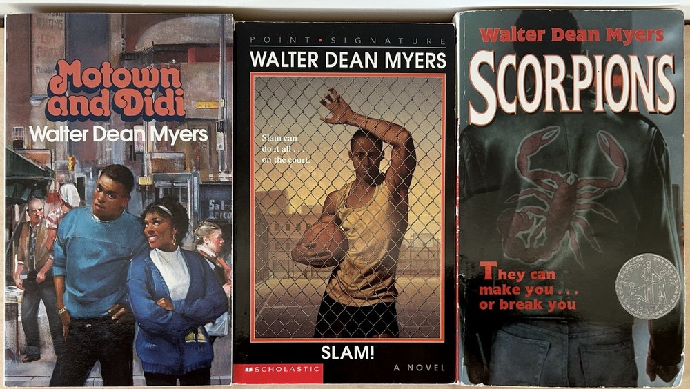 3 Walter Dean Myers Books-Motown & Didi--Slam!--Scorpions--P/B Never Read