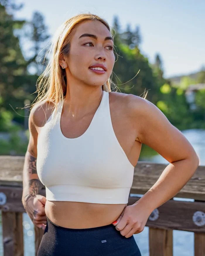 🧡NWT*Branwyn Essential Racerback Sports Bra Merino Wool Womens Size L -Natural