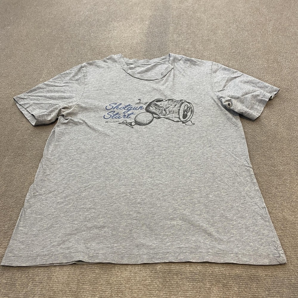 TravisMathew Shirt Mens Medium Gray Shotgun Start Golf Graphic Tee T-Shirt Soft
