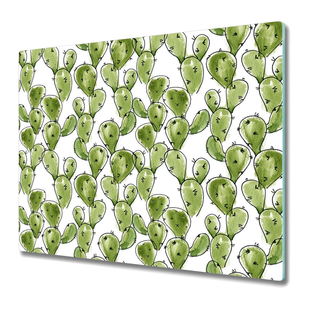 Glass Chopping Board Cartoon Mexican cactus Watercolour Boho style Vintage 60x52