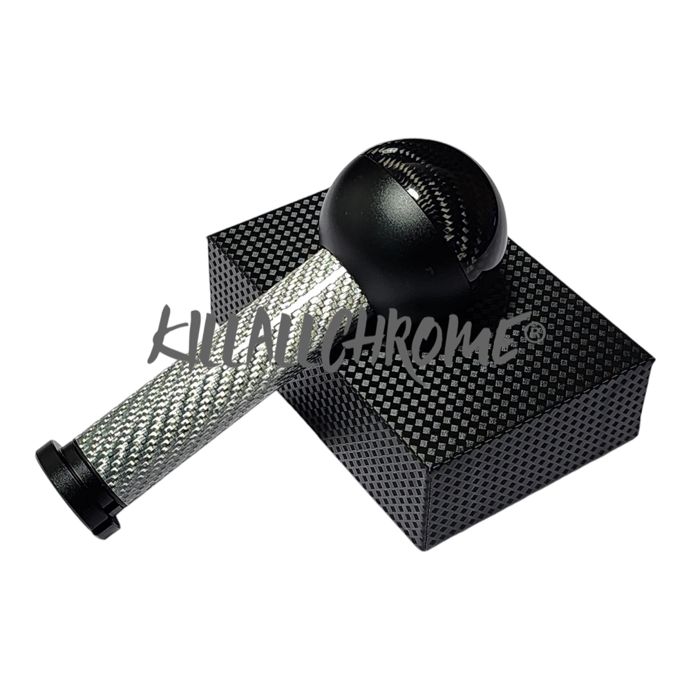 For 500 Abarth Gear Knob Real Carbon Fibre Silver GEAR Stick SHIFT 595 695