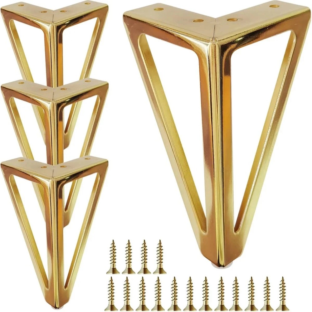 6 Inch Gold Metal Furniture Legs Set of 4 Heavy Duty Sofa/Cabinet/Table Feet ...