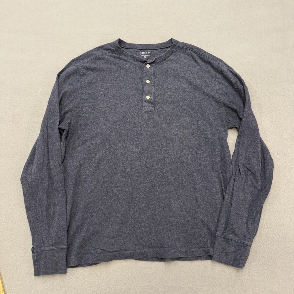 J.Crew Shirt Mens XL Blue Long Sleeve Henley Tee Tagless Casual Top Solid
