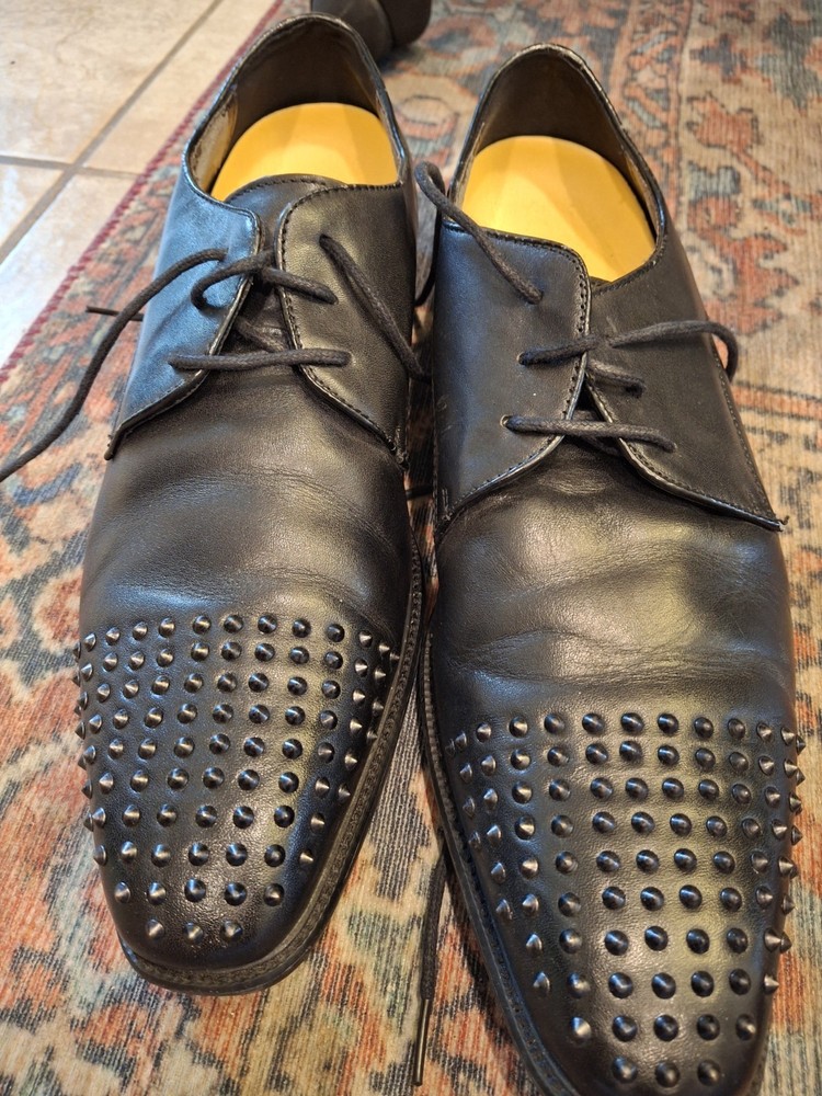 Men's Size 9 STEVE MADDEN STUD BLACK LEATHER DRESS SHOES