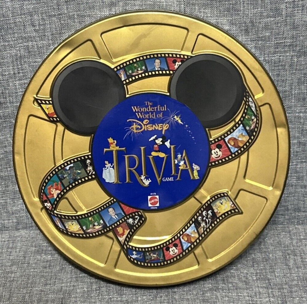 Vintage Walt Disney The Wonderful World of Disney Trivia Game Gold Tin 1997