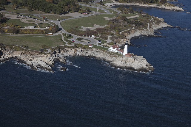 Photo:Cape Elizabeth Maine 2017 Portland Head Light Aerial View Lighthouse