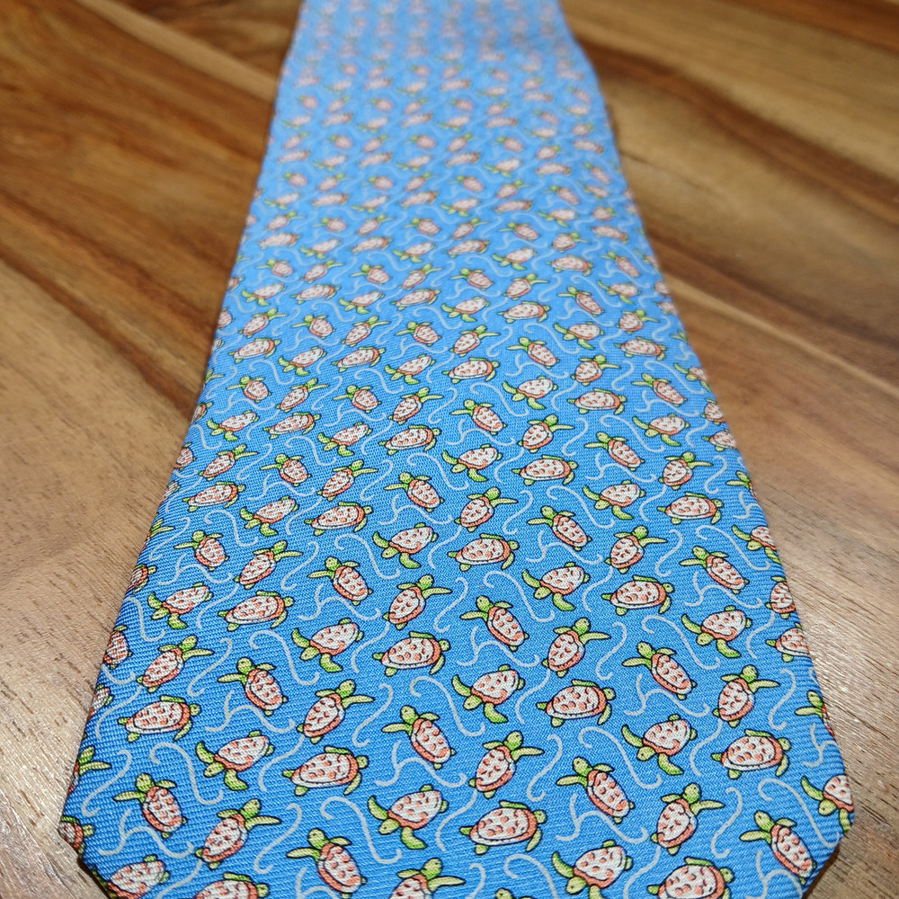 J. Crew Tie Mens 100% Silk Turtle Design Necktie