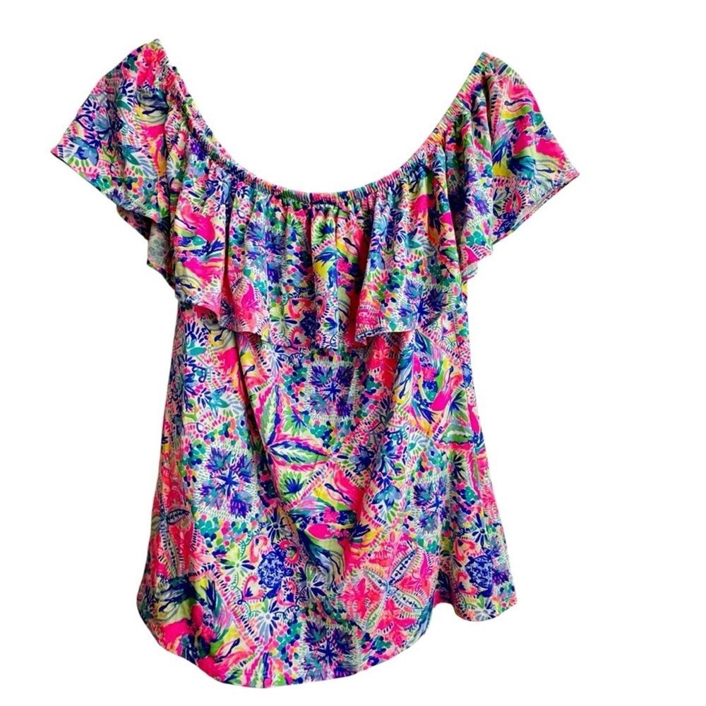 Lilly Pulitzer La Fortuna Off The Shoulder top SZ M