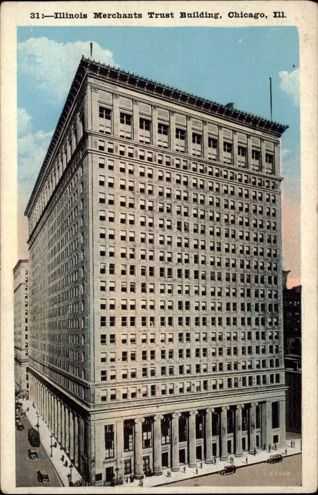 Chicago Illinoise Merchants Trust Building ~ unused postcard sku967