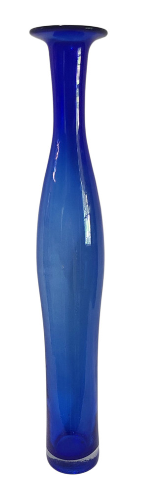 Vintage Mid-Century Modern Hand Blown Italian Art Glass Tall 19.5'' Blue Vase