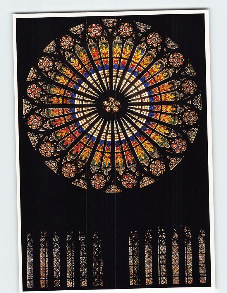 Postcard West rose window Cathedrale De Strasbourg France