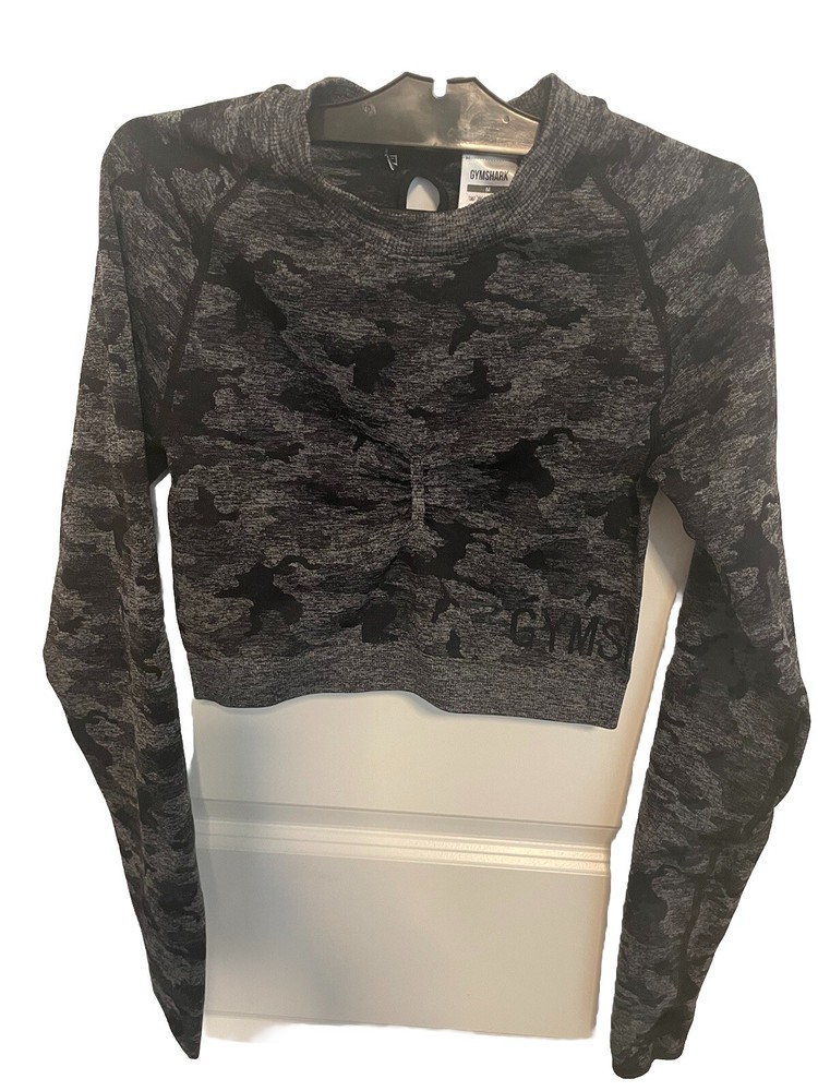 Gymshark Camo Long Sleeve Seamless Crop Top Size M