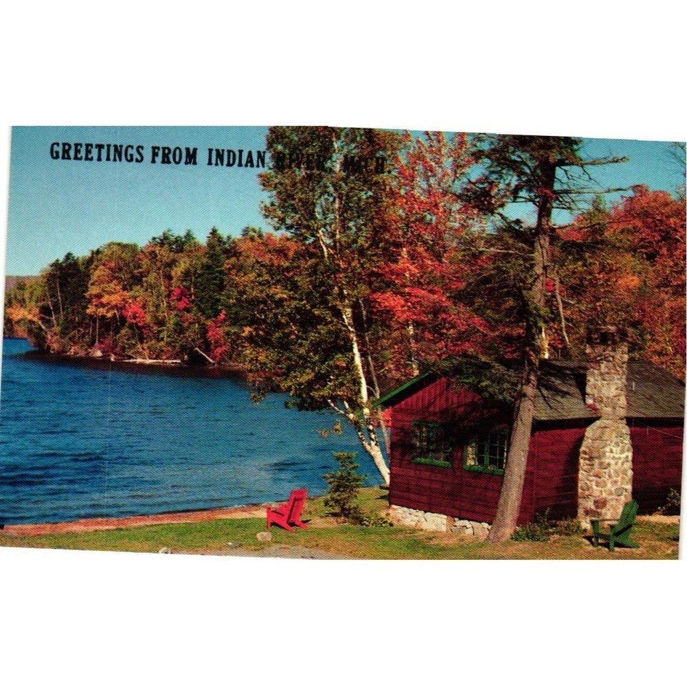 VTG Indian River Michigan Postcard Lakeside Cabin Autumn Fall Sun News S10048