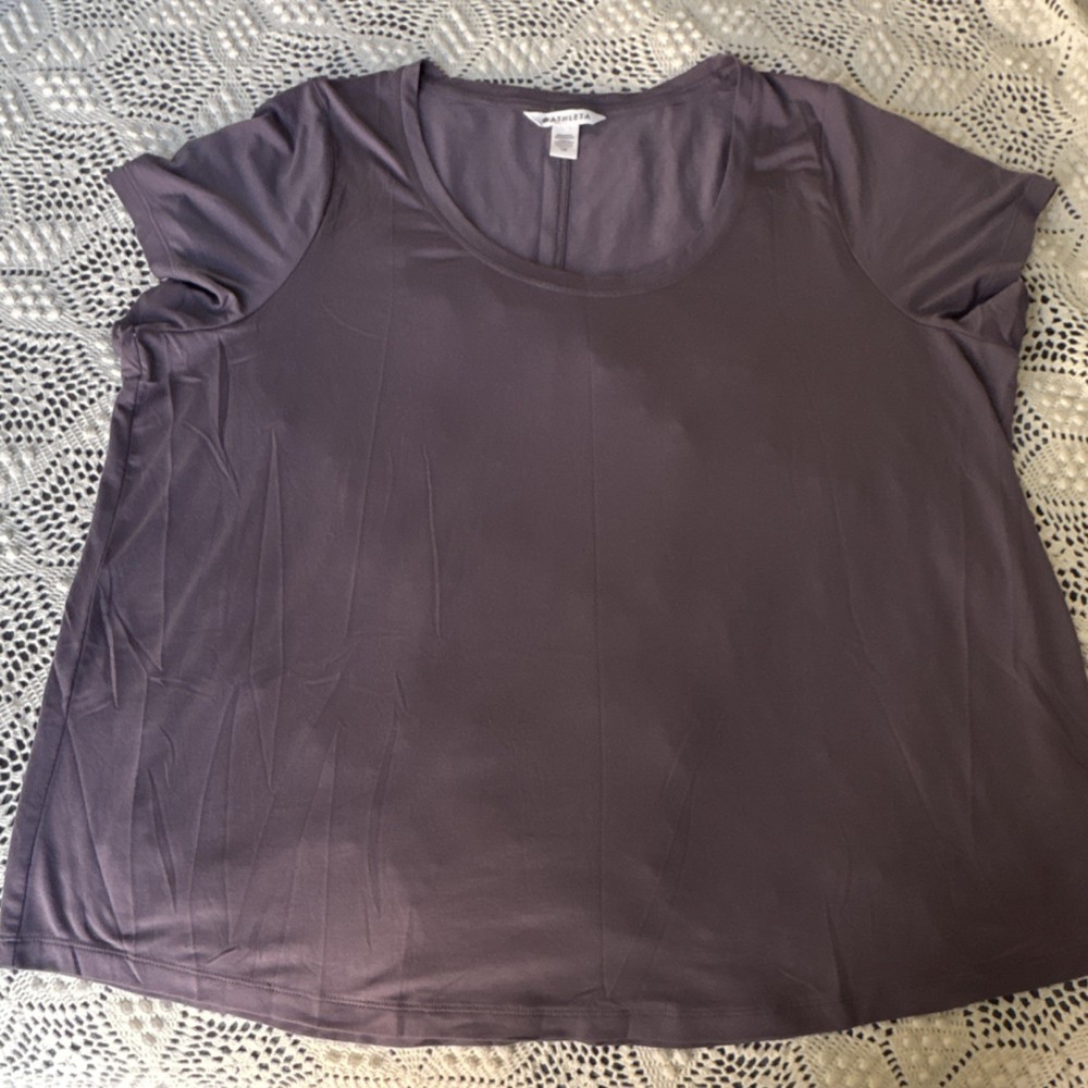 Athleta Solid Purple Scoop Neck Short Sleeve T-Shirt Plus Size 1X