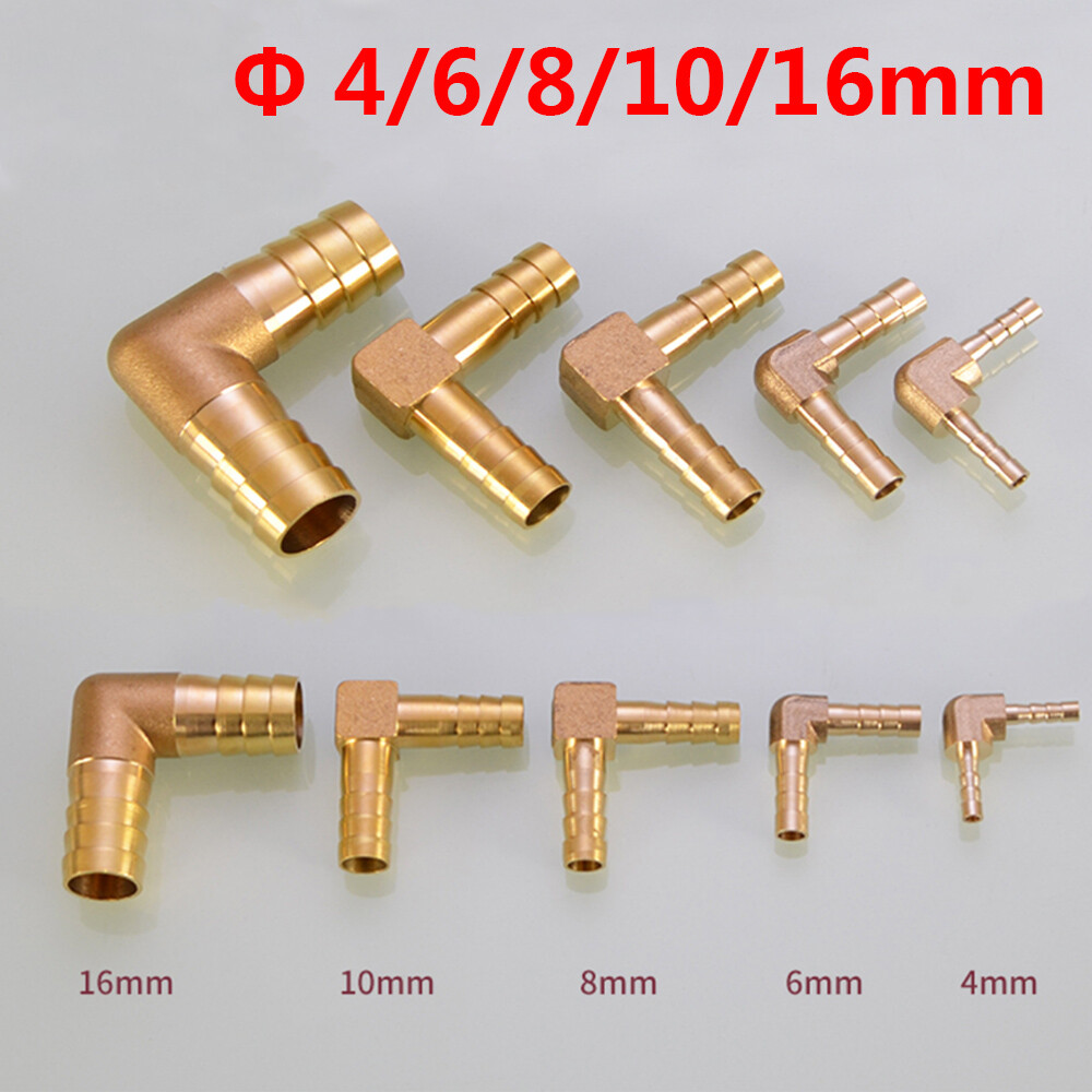Brass Crimp Barbed Connector Elbow Fittings Fuel Gas Hose Nozzle Ø 4/6/8/10/16mm